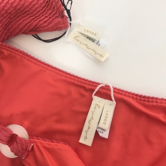 Revolve Lovewave Coral Smocked Bikini Large - Picture 6 of 8